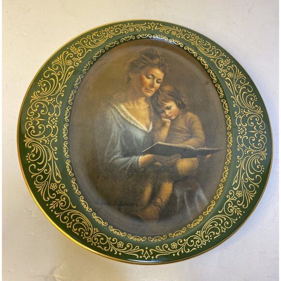 First Edition Collector Plate Story Time Irene Spencer Pickard China 22K Gold - Picture 9 of 9